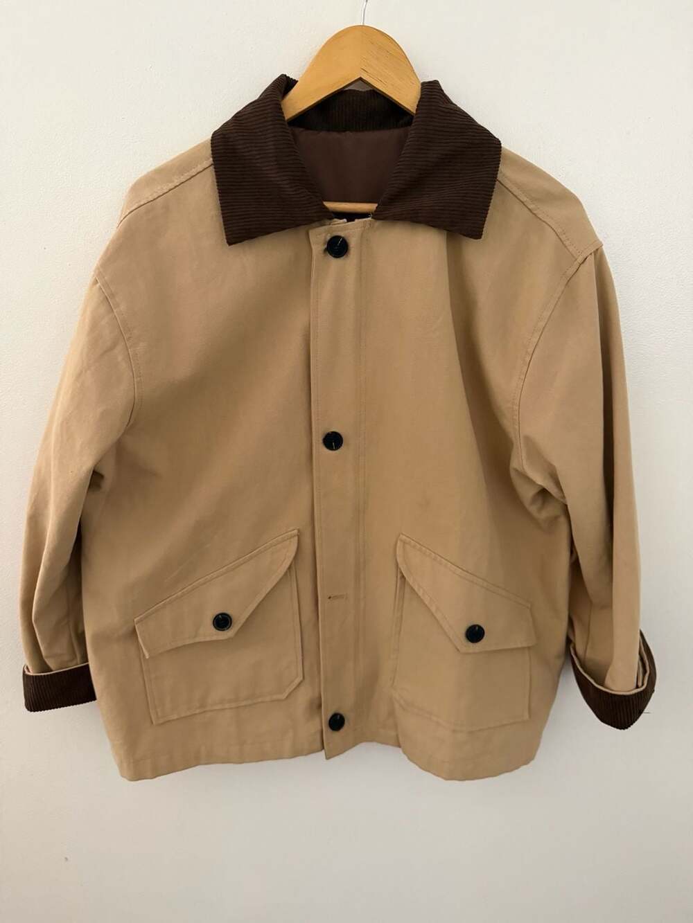 Barn Jacket with Brown Corduroy Collar foro core vintage aesthetic sz L